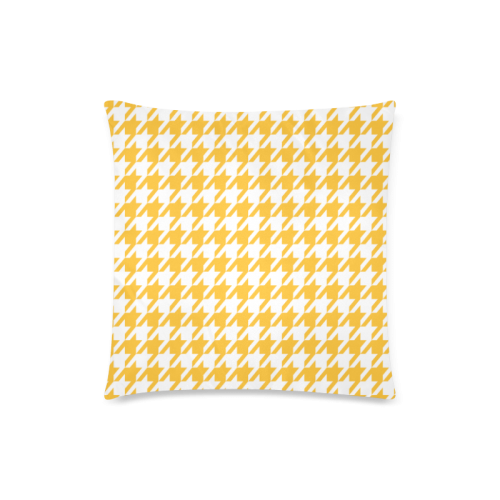 sunny yellow and white houndstooth classic pattern Custom Zippered Pillow Case 18"x18"(Twin Sides)