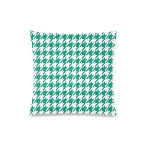 emerald green and white houndstooth classic patter Custom Zippered Pillow Case 20"x20"(One Side)