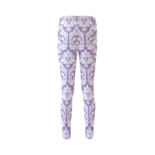 damask pattern lilac and white Cassandra Women's Leggings (Model L01)