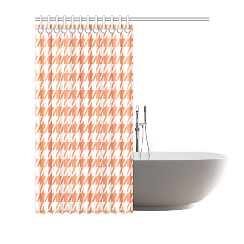 orange and white houndstooth classic pattern Shower Curtain 66"x72"