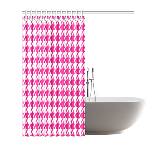 hot pink  and white houndstooth classic pattern Shower Curtain 66"x72"