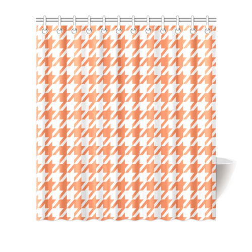 orange and white houndstooth classic pattern Shower Curtain 66"x72"