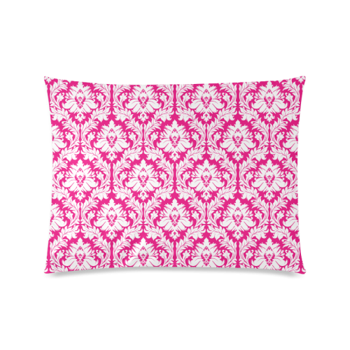 damask pattern hot pink and white Custom Picture Pillow Case 20"x26" (one side)