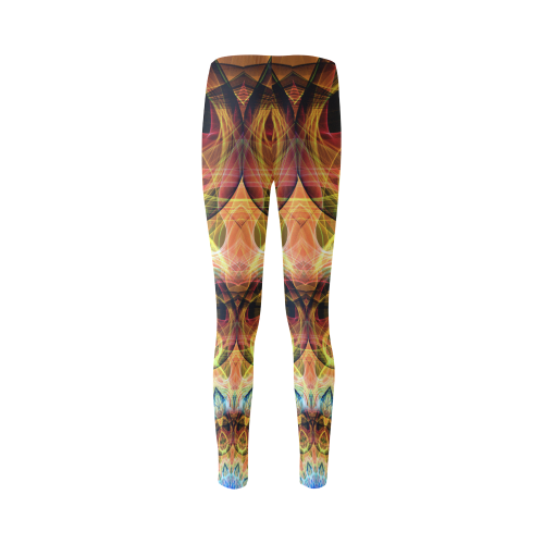 yellow ochre blue abstract art mandala slice Cassandra Women's Leggings (Model L01)