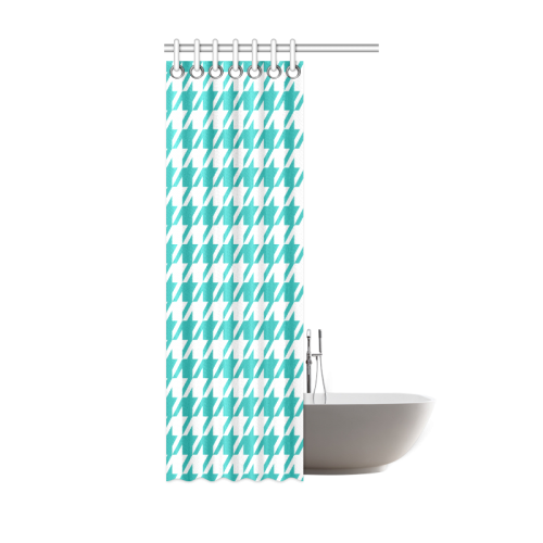 turquoise and white houndstooth classic pattern Shower Curtain 36"x72"