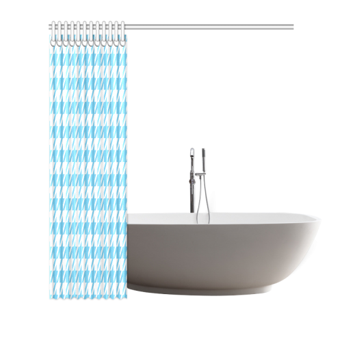 bright blue and white houndstooth classic pattern Shower Curtain 66"x72"