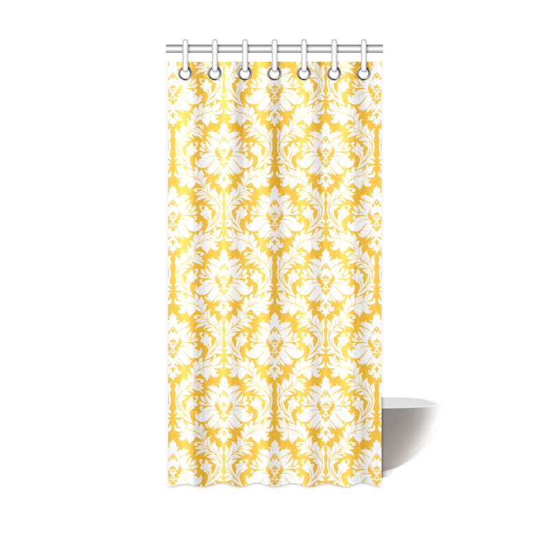 damask pattern sunny yellow and white Shower Curtain 36"x72" ID D115776