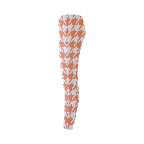 orange and white houndstooth classic pattern Cassandra Women's Leggings (Model L01)