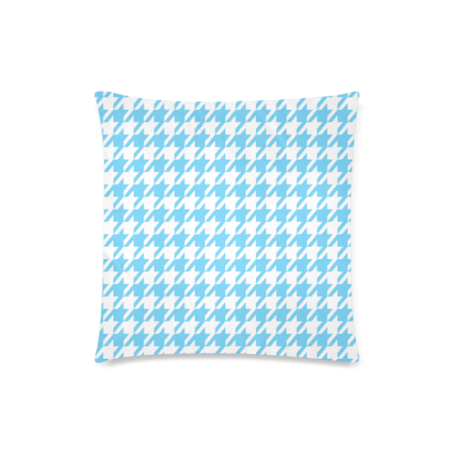 bright blue and white houndstooth classic pattern Custom Zippered Pillow Case 18"x18"(Twin Sides)
