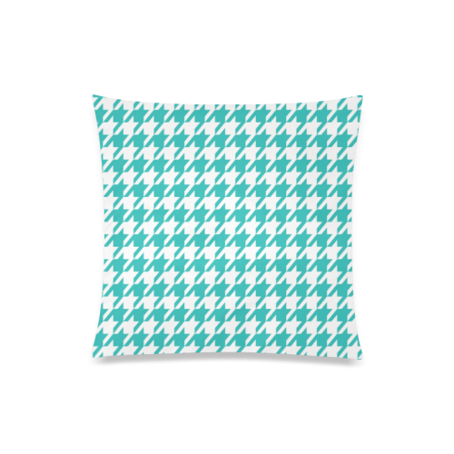 turquoise and white houndstooth classic pattern Custom Zippered Pillow Case 20"x20"(One Side)