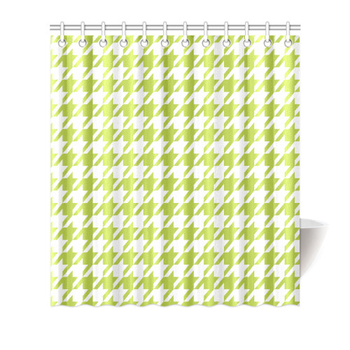 spring green and white houndstooth classic pattern Shower Curtain 66"x72"
