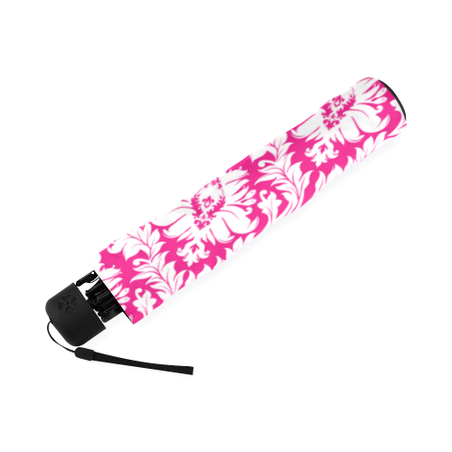 damask pattern hot pink and white Foldable Umbrella (Model U01)