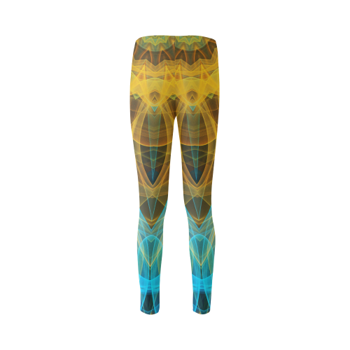 blue yellow sea star mandala slice abstract art Cassandra Women's Leggings (Model L01)