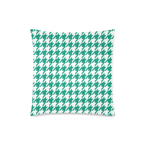 emerald green and white houndstooth classic patter Custom Zippered Pillow Case 18"x18"(Twin Sides)
