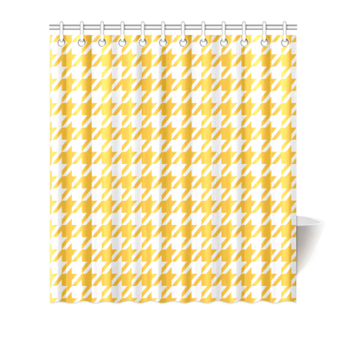 sunny yellow and white houndstooth classic pattern Shower Curtain 66"x72"