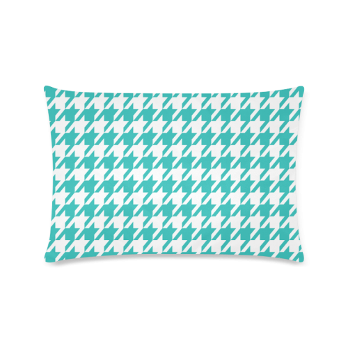 turquoise and white houndstooth classic pattern Custom Zippered Pillow Case 16"x24"(Twin Sides)