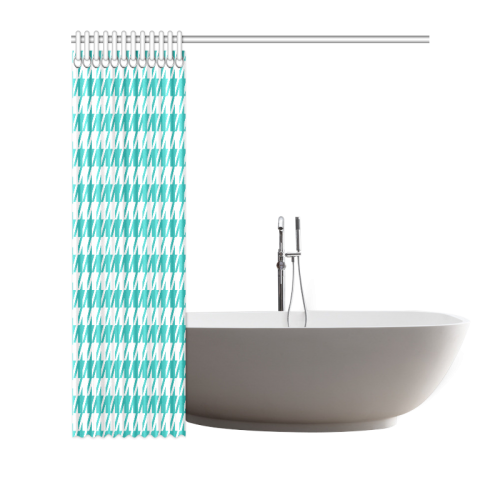 turquoise and white houndstooth classic pattern Shower Curtain 66"x72"