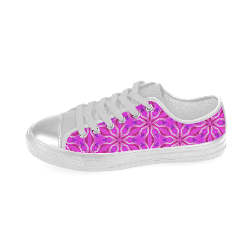 Pink Snowflakes Spinning in Winter Abstract Women's Classic Canvas Shoes (Model 018)