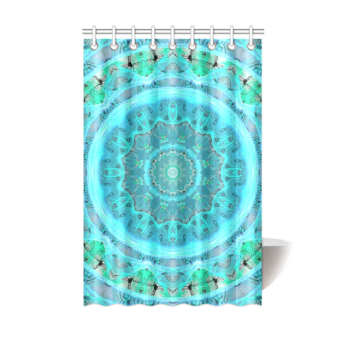 Teal Cyan Ocean Abstract Modern Lace Lattice Shower Curtain 48"x72"