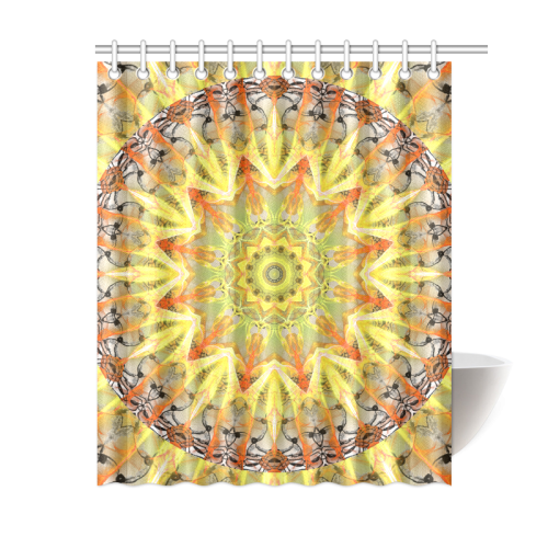 Golden Feathers Orange Flames Abstract Lattice Shower Curtain 60"x72"