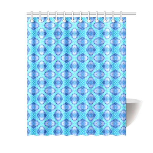 Abstract Circles Arches Lattice Aqua Blue Shower Curtain 60"x72"