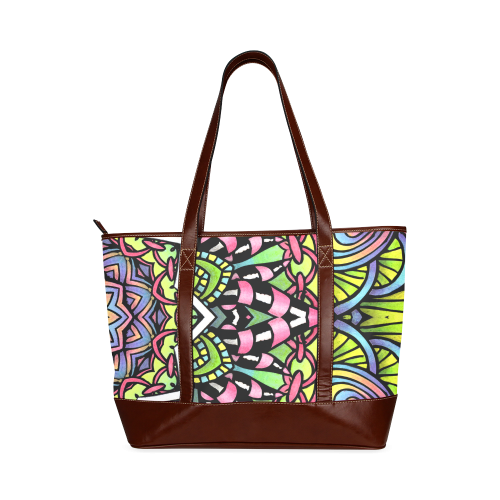 psychedelic leaves and flowers abstract art Tote Handbag (Model 1642)