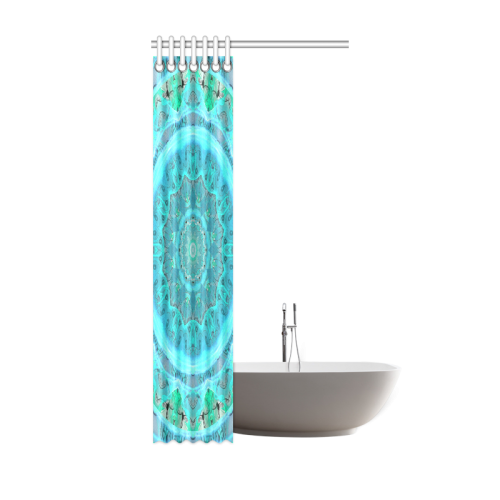 Teal Cyan Ocean Abstract Modern Lace Lattice Shower Curtain 36"x72"