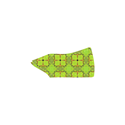 Lime Gold Geometric Squares Diamonds Women's Slip-on Canvas Shoes (Model 019)
