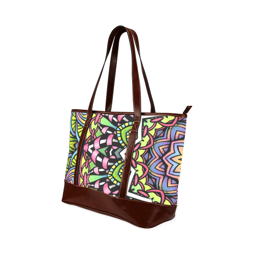 psychedelic leaves and flowers abstract art Tote Handbag (Model 1642)