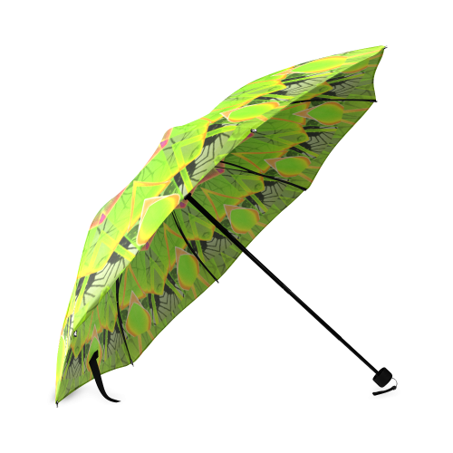 Golden Green Foliage Ferns Abstract Summer Days Foldable Umbrella (Model U01)