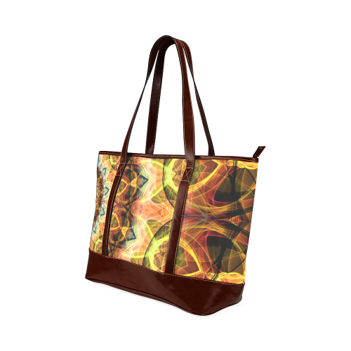 yellow ochre brown glass bulb mandala Tote Handbag (Model 1642)