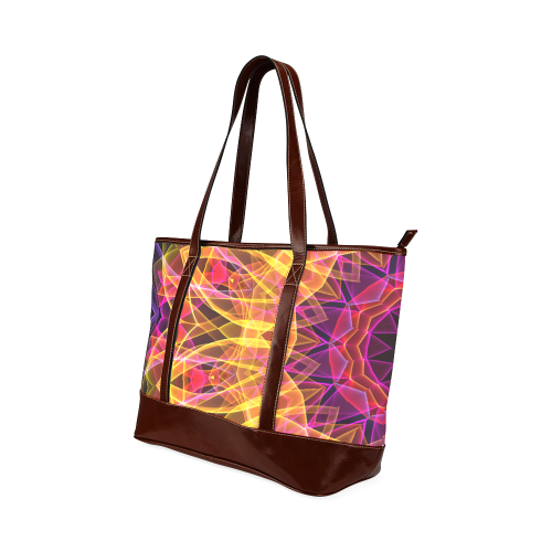 pink purple yellow gemstone dream mandala Tote Handbag (Model 1642)