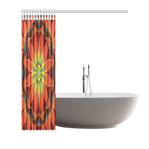 Radiance and Light, Orange Brown Awakening Shower Curtain 66"x72"