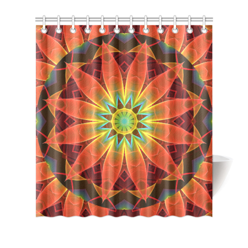 Radiance and Light, Orange Brown Awakening Shower Curtain 66"x72"