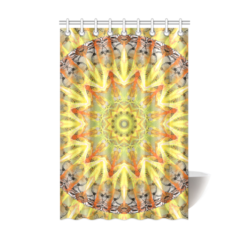 Golden Feathers Orange Flames Abstract Lattice Shower Curtain 48"x72"