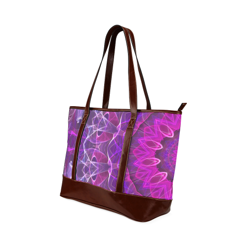 pink purple glowing mandala slice abstract art Tote Handbag (Model 1642)