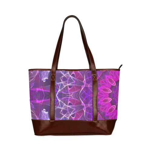 pink purple glowing mandala slice abstract art Tote Handbag (Model 1642)