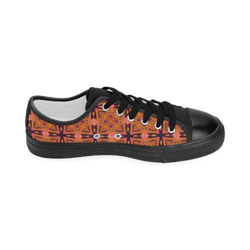 Peach Purple Abstract Moroccan Lattice Quilt Women's Classic Canvas Shoes (Model 018)