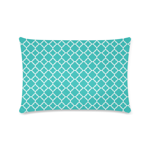 turquoise white quatrefoil classic pattern Custom Zippered Pillow Case 16"x24"(Twin Sides)