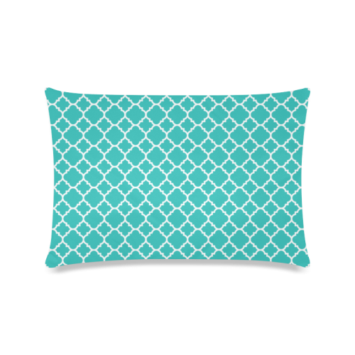 turquoise white quatrefoil classic pattern Custom Zippered Pillow Case 16"x24"(Twin Sides)