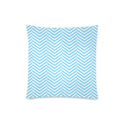 bright blue and white classic chevron pattern Custom Zippered Pillow Case 18"x18"(Twin Sides)