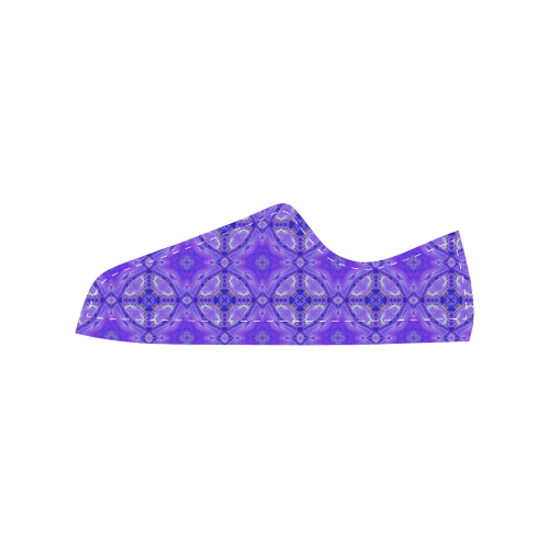Purple Abstract Flowers, Lattice, Circle Quilt Women's Classic Canvas Shoes (Model 018)