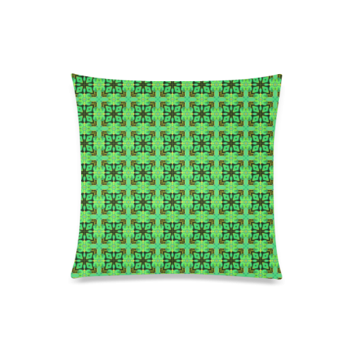 Green Gold Moroccan Lattice Diamonds Quilt Custom Zippered Pillow Case 20"x20"(One Side)