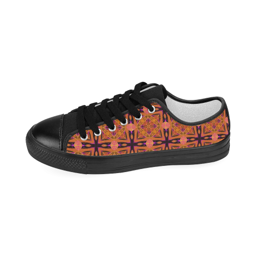 Peach Purple Abstract Moroccan Lattice Quilt Women's Classic Canvas Shoes (Model 018)