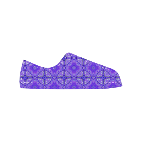 Purple Abstract Flowers, Lattice, Circle Quilt Women's Classic Canvas Shoes (Model 018)