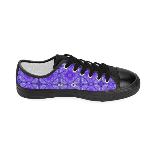 Purple Abstract Flowers, Lattice, Circle Quilt Women's Classic Canvas Shoes (Model 018)