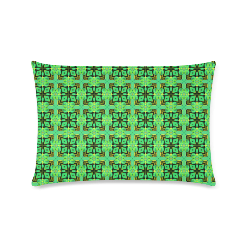 Green Gold Moroccan Lattice Diamonds Quilt Custom Rectangle Pillow Case 16"x24" (one side)