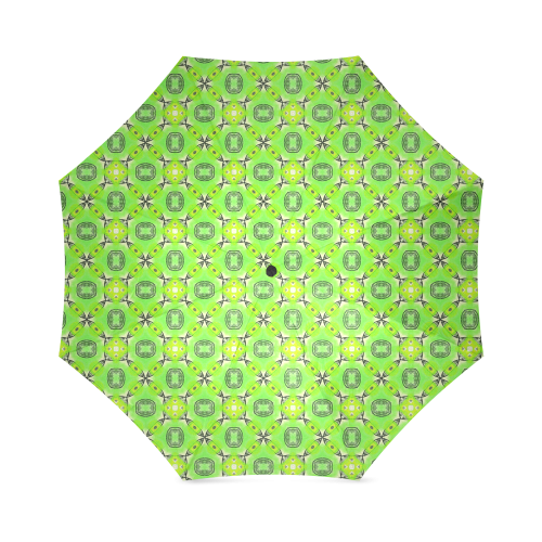 Vibrant Abstract Tropical Lime Foliage Lattice Foldable Umbrella (Model U01)