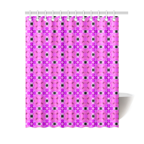 Circle Lattice of Floral Pink Violet Modern Quilt Shower Curtain 60"x72"