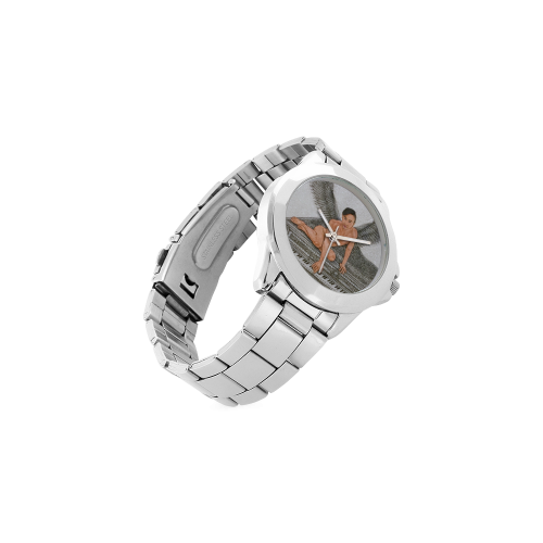 Angel And Piano Drawing Unisex Stainless Steel Watch(Model 103)